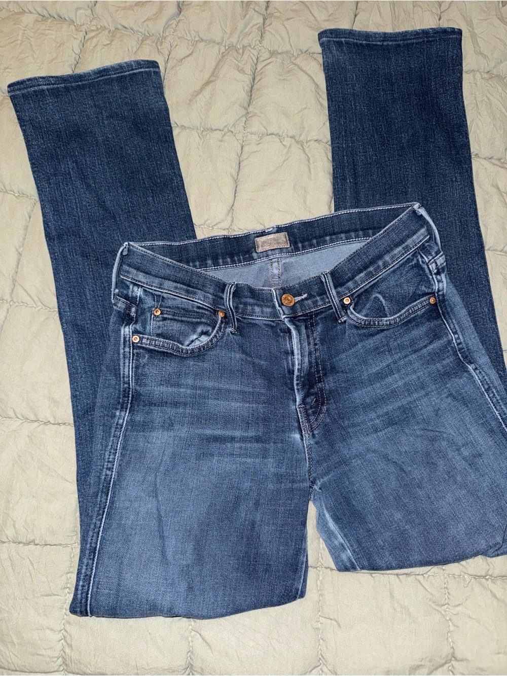 Mother Dark Blue Denim Jeans Straight Leg